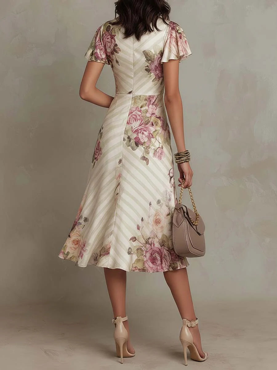Camille Elegant Floral Dress with Draped Design