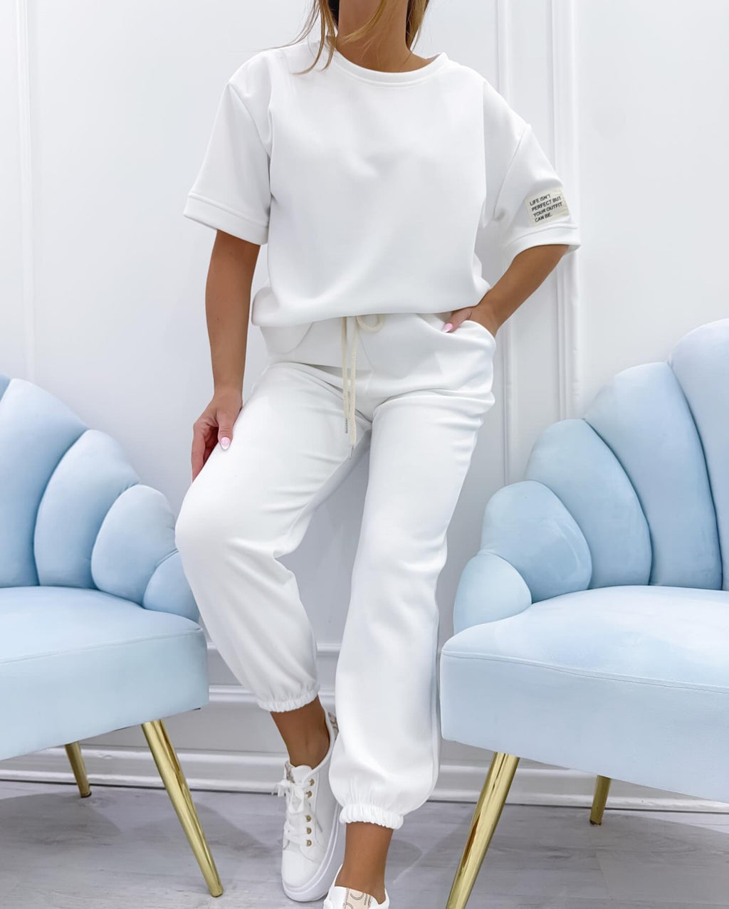 ELENZA | Women’s Casual Two-Piece Set with Solid Top and Trousers