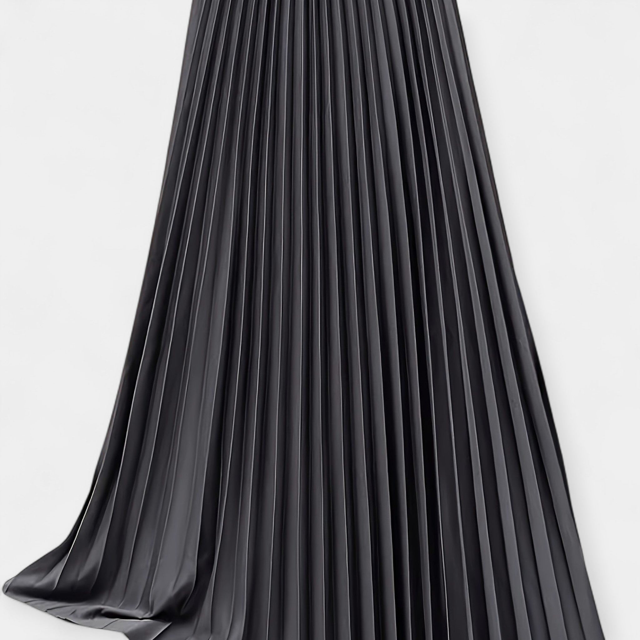 Wide pleated high-waist midi skirt in soft blush pink with a flowing silhouette