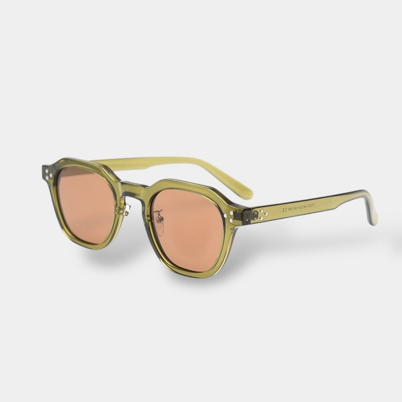 Yacht-inspired round polarised sunglasses with a lightweight frame in green-brown tones