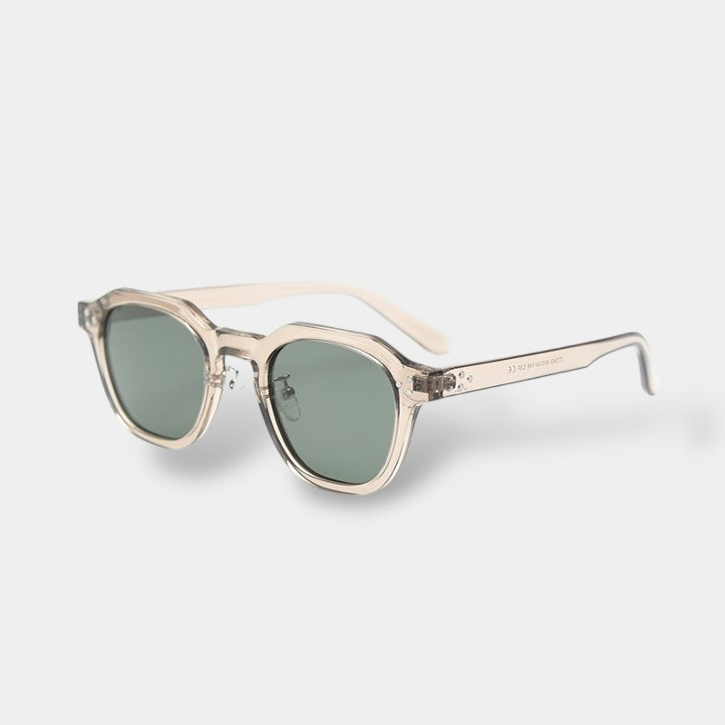 Yacht-inspired round polarised sunglasses with a lightweight frame in green-brown tones