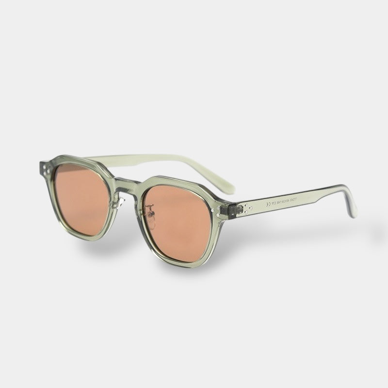 Yacht-inspired round polarised sunglasses with a lightweight frame in green-brown tones