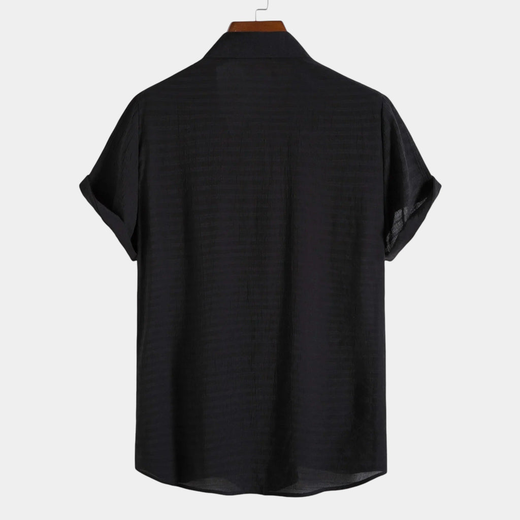 Men's classic summer shirt in white with a pleated front and clean collar