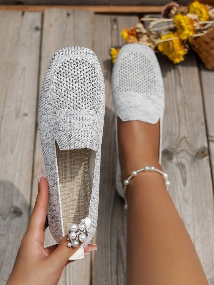 Lightweight breathable slip-on shoe in beige, available in a wide range of colours including black, brown, purple and leopard print