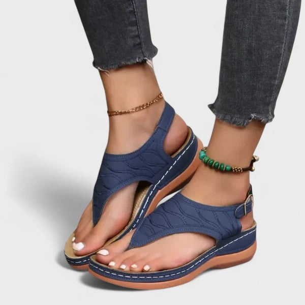 Women's ankle-strap comfort sandals in black with a cushioned anatomic footbed