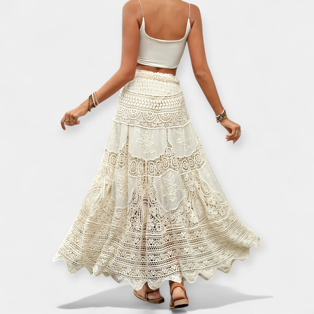 Delicate openwork midi skirt with a soft semi-transparent floaty drape