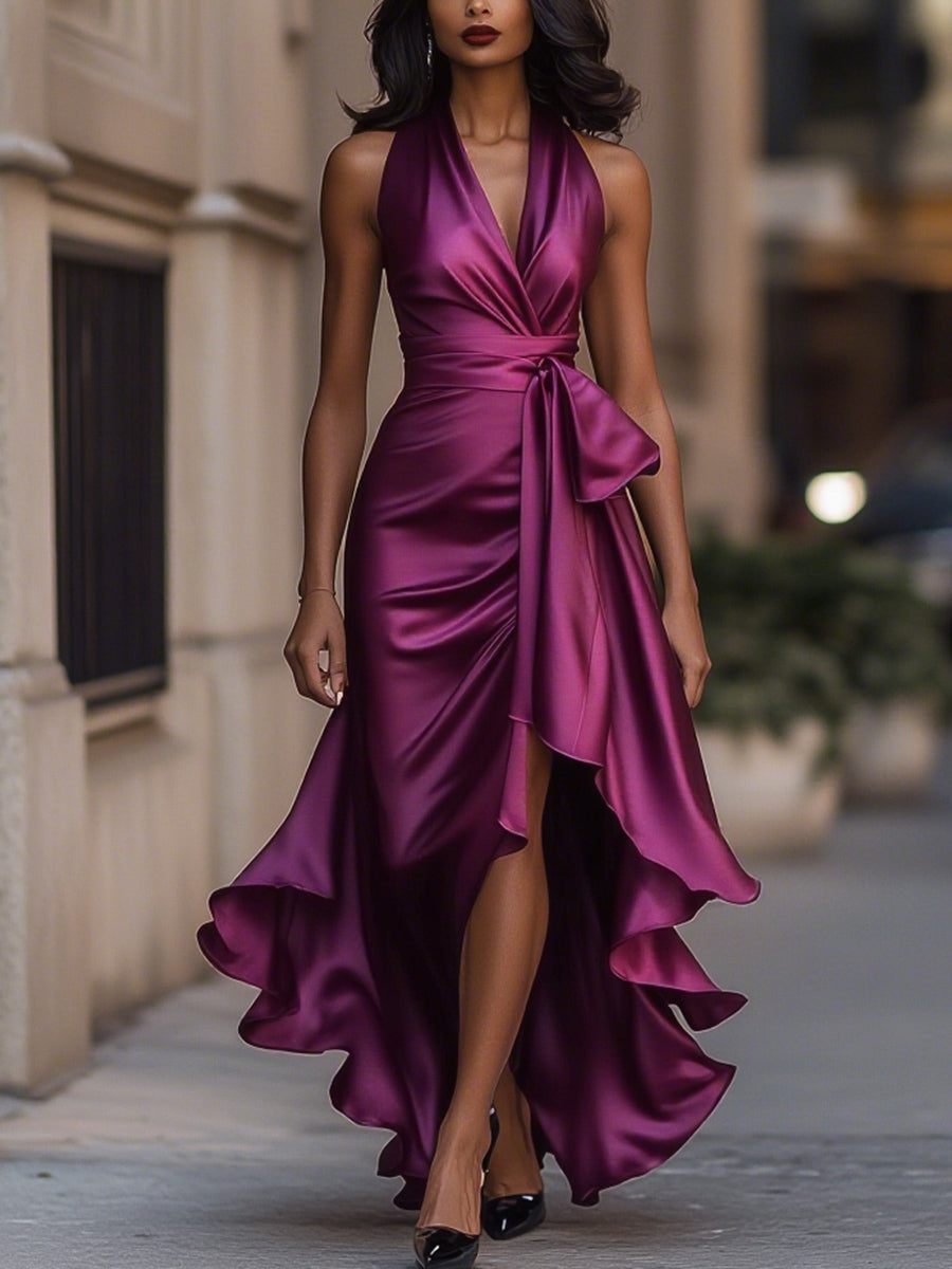 Satin Draped Waist Dress | The Spark