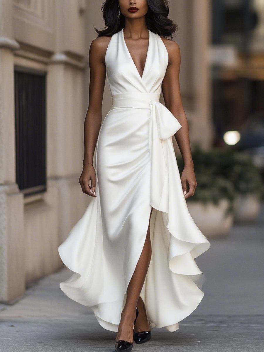 Satin Draped Waist Dress | The Spark