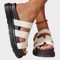 Women's orthopedic H-strap sandals in white with adjustable straps and cushioned sole