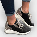 Women's anatomic walking shoes with an ergonomic sole in black