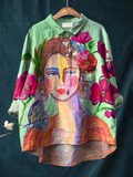 Multicolour printed women's top with a clean, light and easy-wearing silhouette