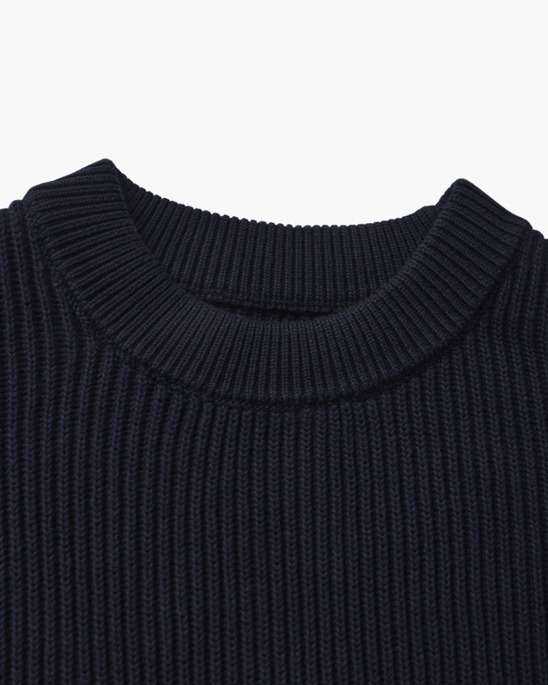 Men's black crew-neck ribbed jumper with a clean, classic silhouette