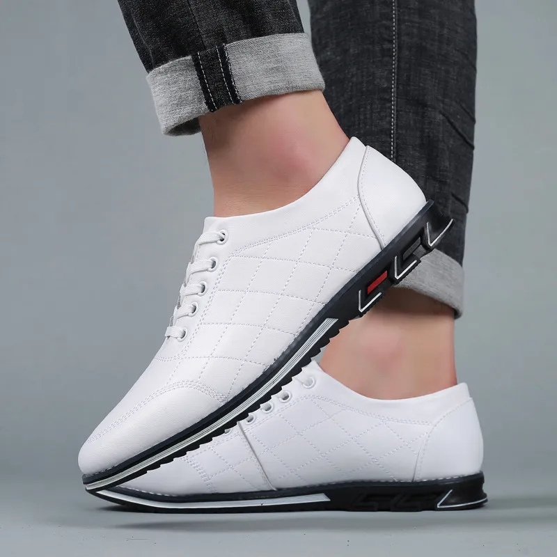 Men's black comfort dress shoes with a clean profile and polished upper on a neutral background