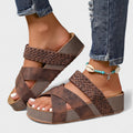 Women's orthopedic everyday sandals in tan brown with a moulded support sole