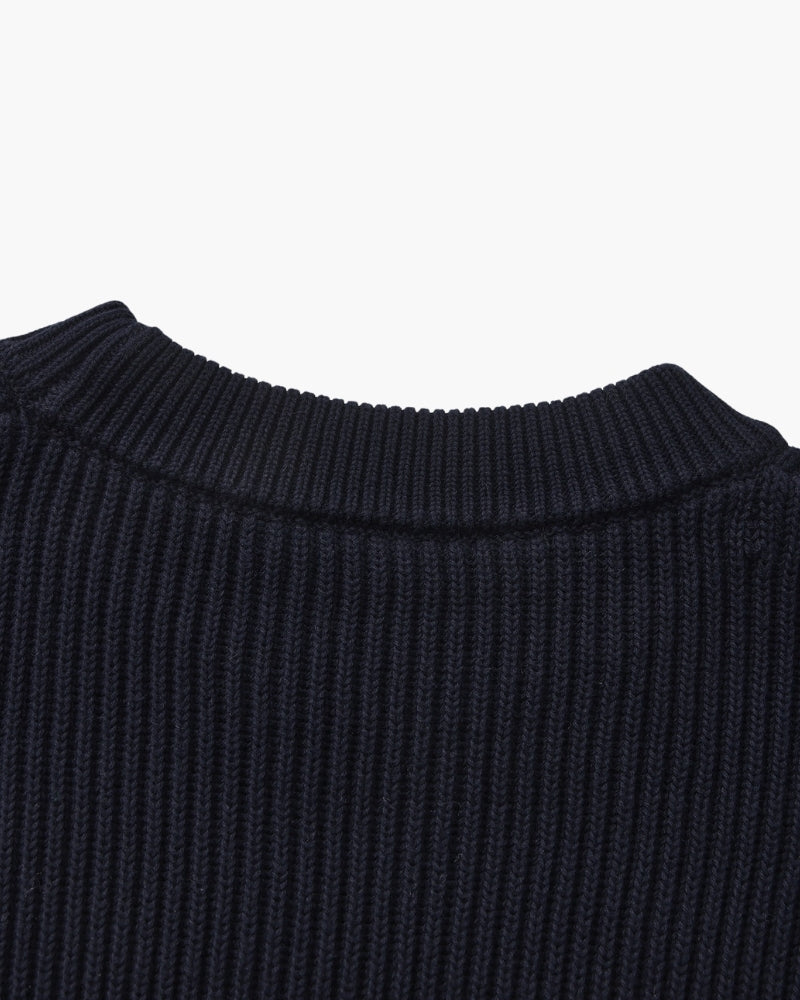 Men's black crew-neck ribbed jumper with a clean, classic silhouette
