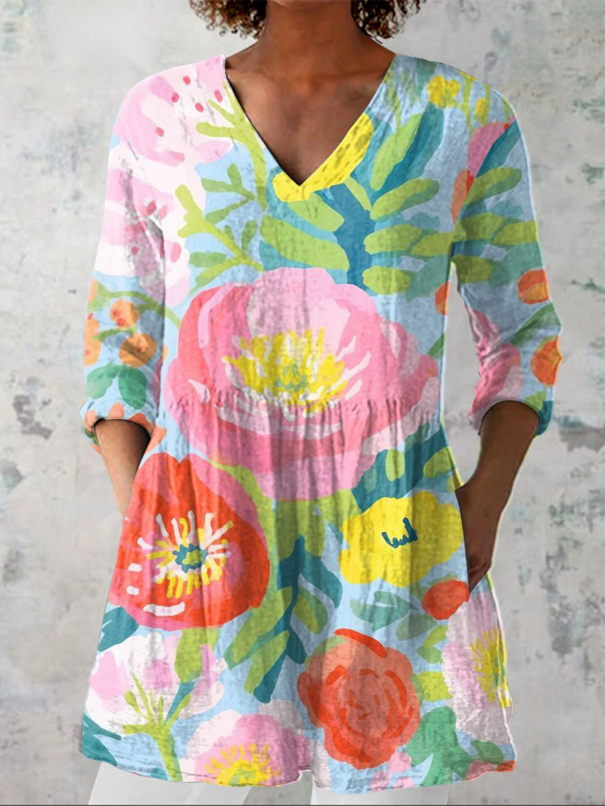 Julieta | Vintage Long Sleeve V-Neck Shirt