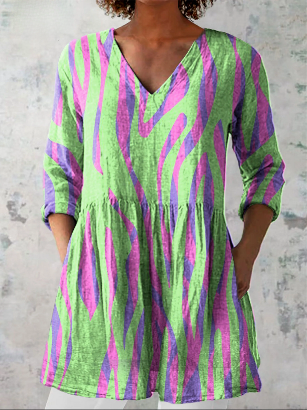 Gisela | Vintage Long Sleeve V-Neck Shirt