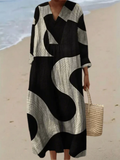 A sleeveless elegant patchwork stripe dress in vivid electric blue, pink, green and purple