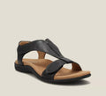 Flat T-bar sandals in classic black with a clean, simple upper