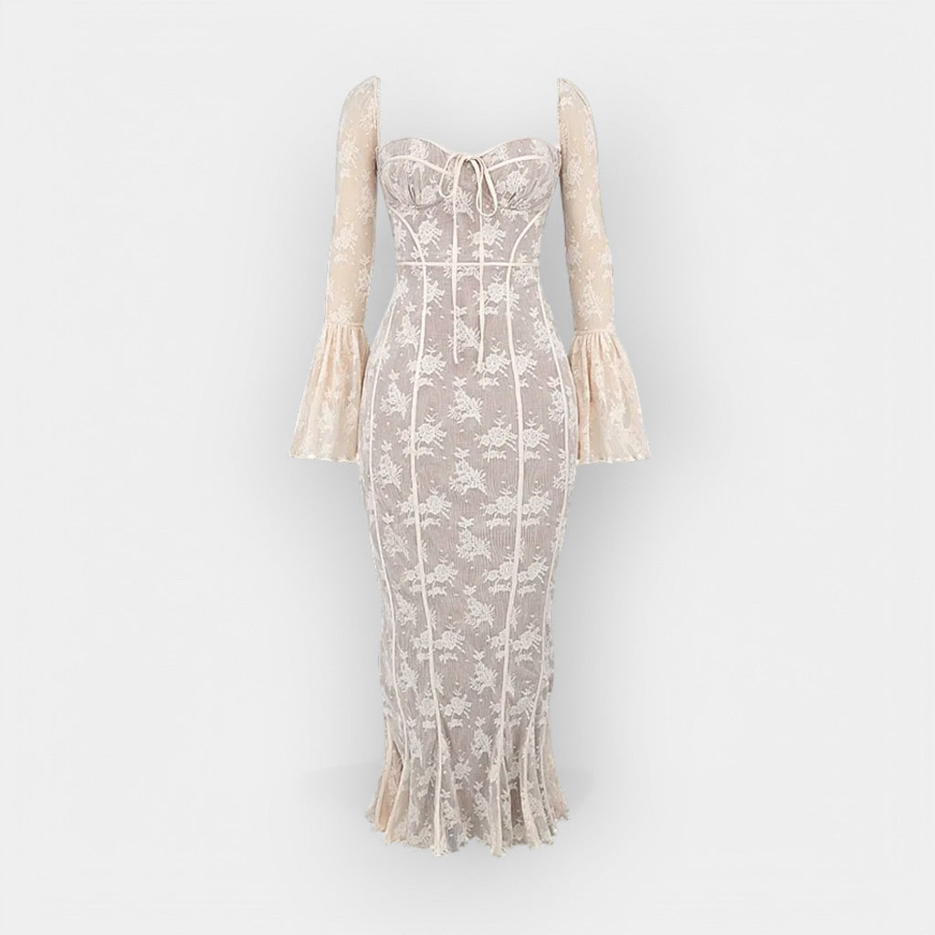 Women's fluid evening maxi dress in a rich tone with a long, sweeping silhouette