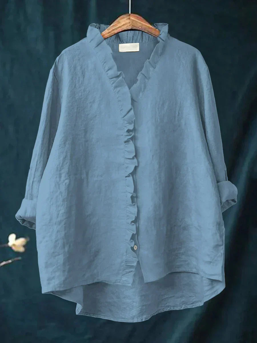 Red softly-draping women's everyday blouse with a relaxed, flattering cut