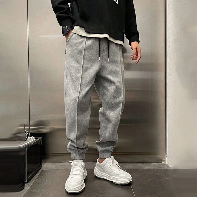 Men's jogger trousers in grey, black and dark navy with a modern tapered relaxed silhouette