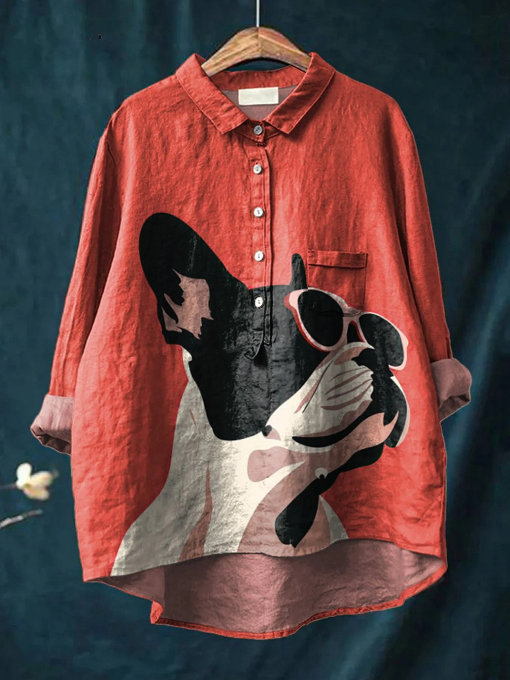Multicolour printed women's top with a relaxed, clean-lined silhouette