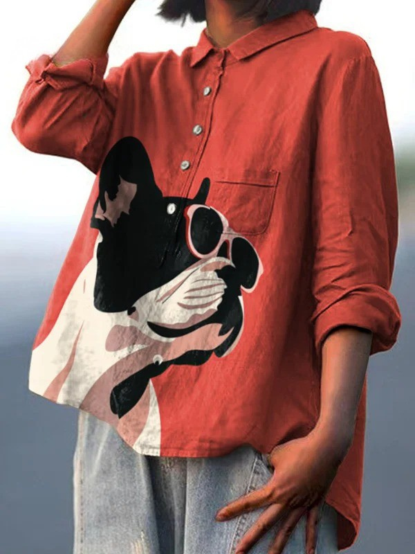 Multicolour printed women's top with a relaxed, clean-lined silhouette