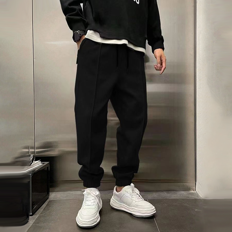 Men's jogger trousers in grey, black and dark navy with a modern tapered relaxed silhouette