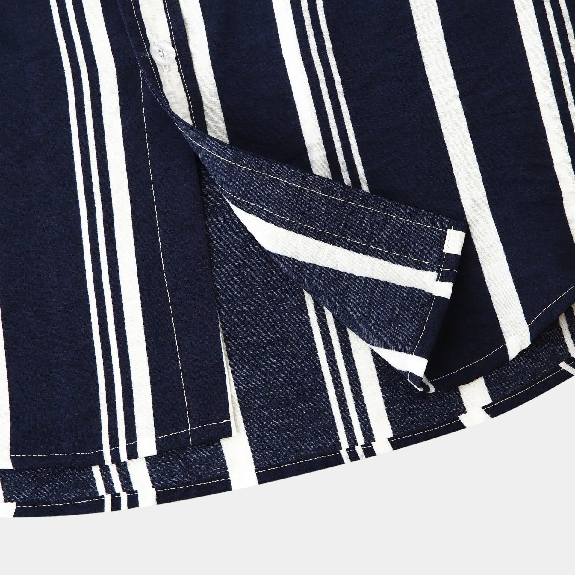 Men's striped summer shirt in navy and white with a classic straight cut