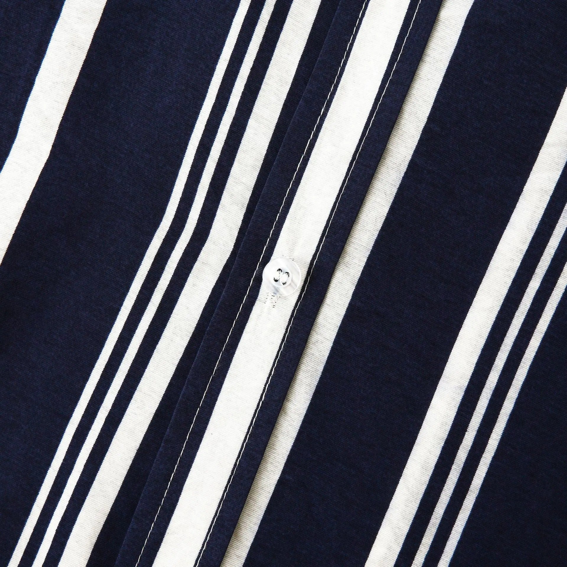 Men's striped summer shirt in navy and white with a classic straight cut