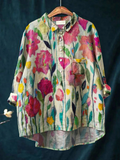 Multicolour printed women's top with a light, clean-lined and gently relaxed silhouette
