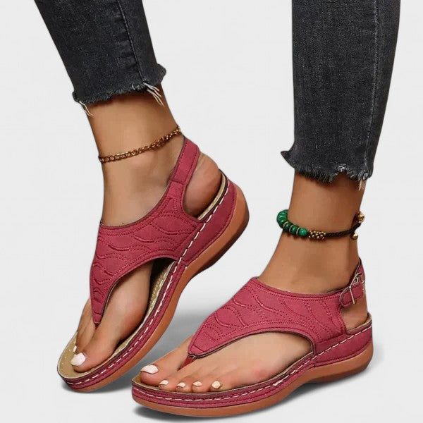 Women's ankle-strap comfort sandals in black with a cushioned anatomic footbed