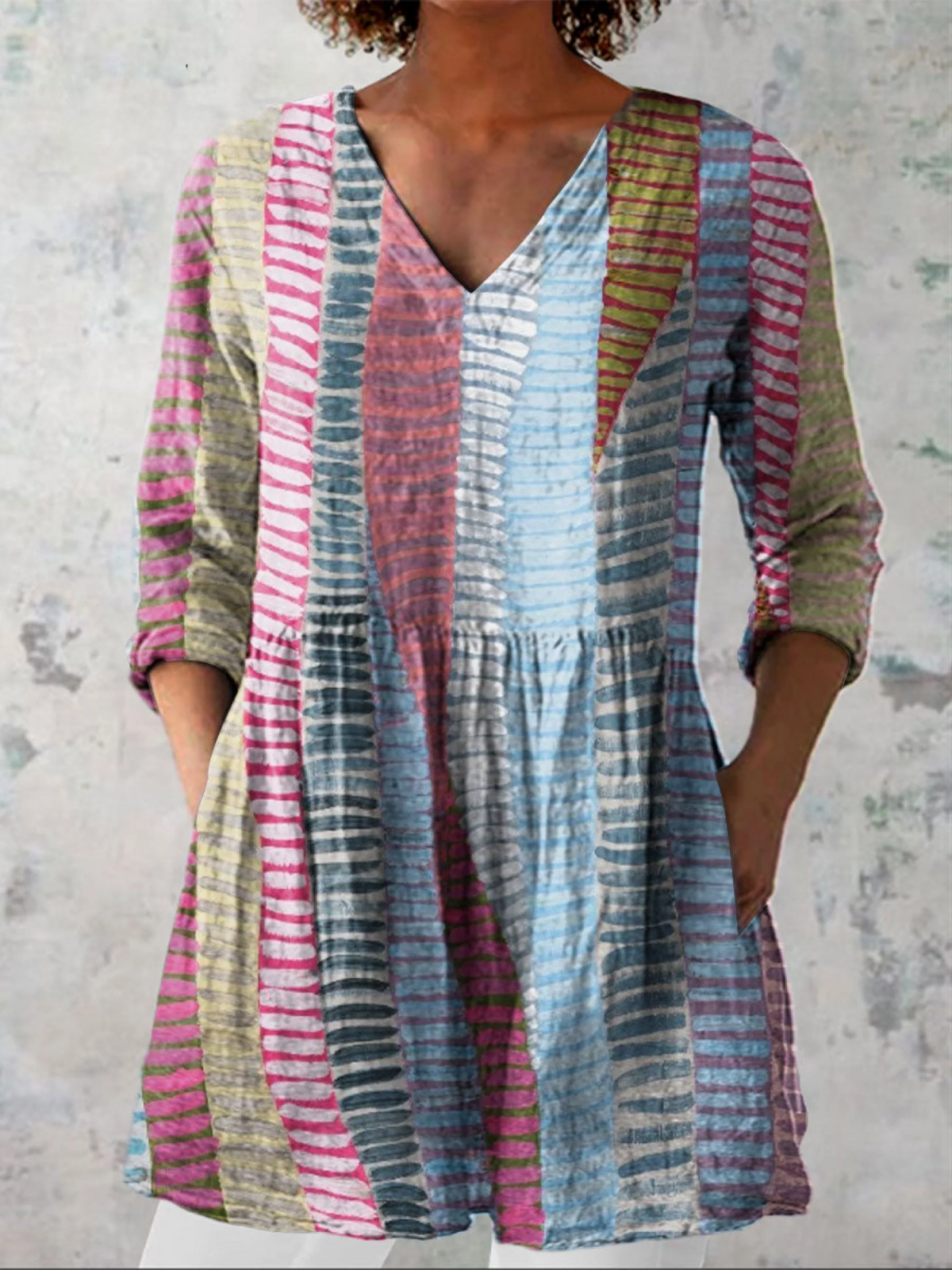 Danica | Vintage Long Sleeve V-Neck Shirt