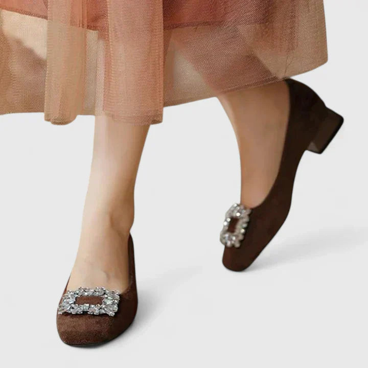 A woman in cushioned classic heels moving comfortably from an appointment to dinner.