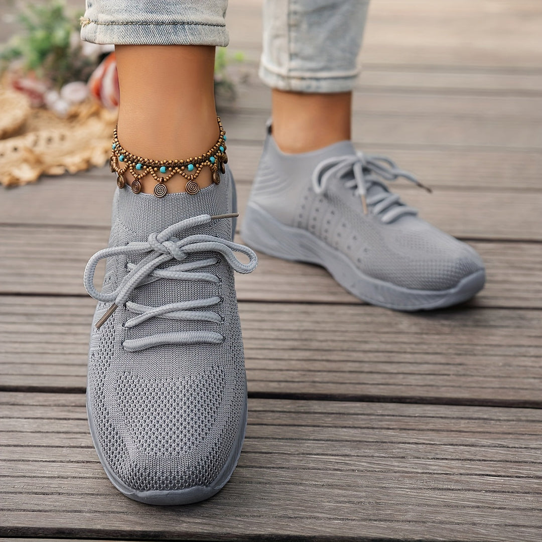 A woman wearing ultra-light comfort trainers on a long walk