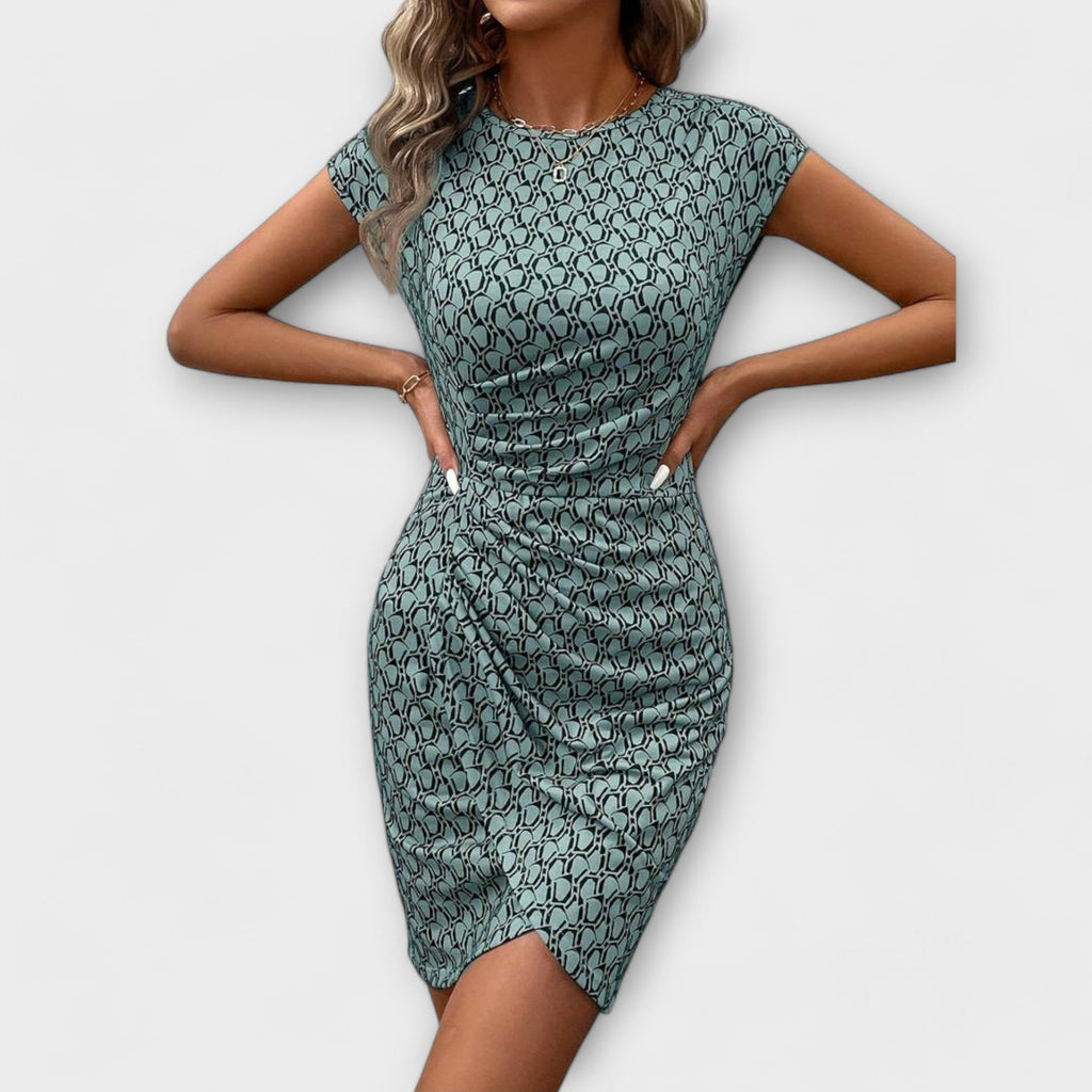 Fitted tulip-cut dress in white, shown in a clean elegant style