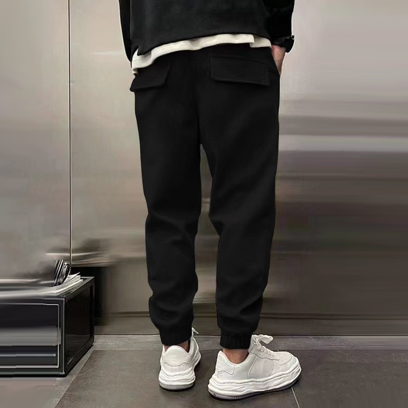 Men's jogger trousers in grey, black and dark navy with a modern tapered relaxed silhouette