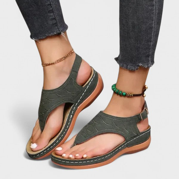 Women's ankle-strap comfort sandals in black with a cushioned anatomic footbed