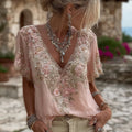 ELISE | Women’s Vintage Embroidered Floral V-Neck Top