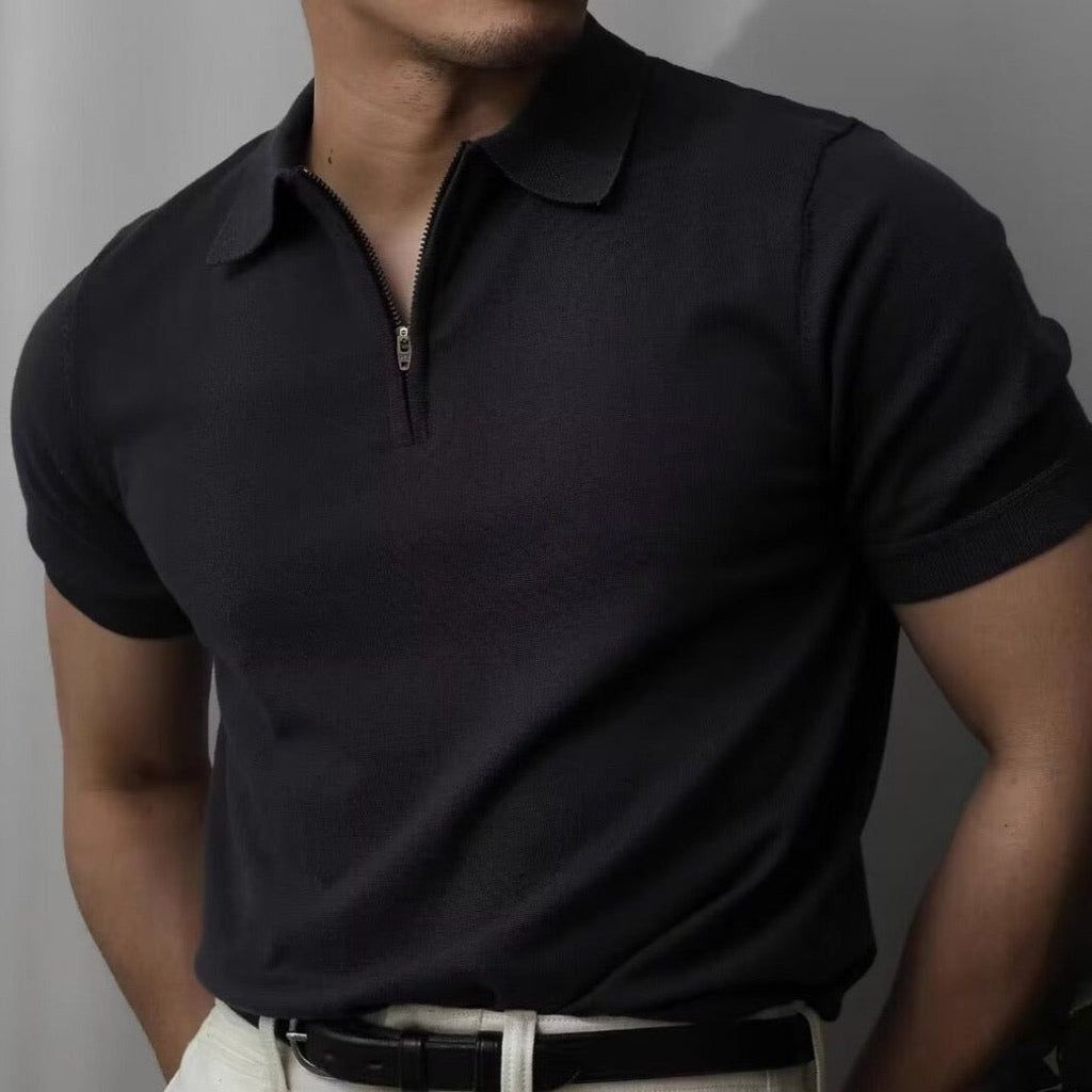 White men's classic polo shirt with clean collar and straight hem
