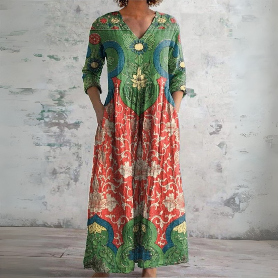Judit | Retro Floral Maxi Gown