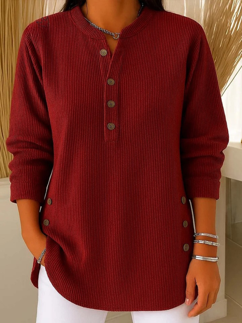 Textured button-front blouse in pink with a relaxed fit and refined finish
