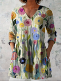 Brenda | Vintage Long Sleeve V-Neck Shirt