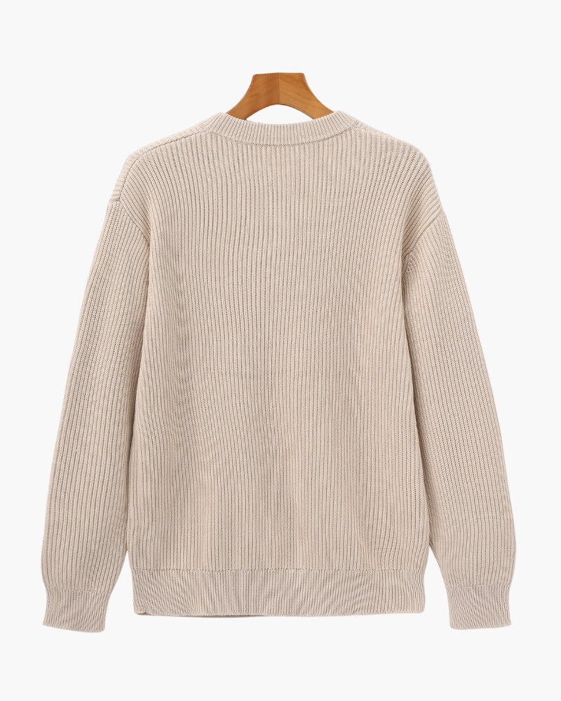 Men's black crew-neck ribbed jumper with a clean, classic silhouette