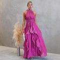 CELESTIA™ | Ruffled Halter Maxi Dress