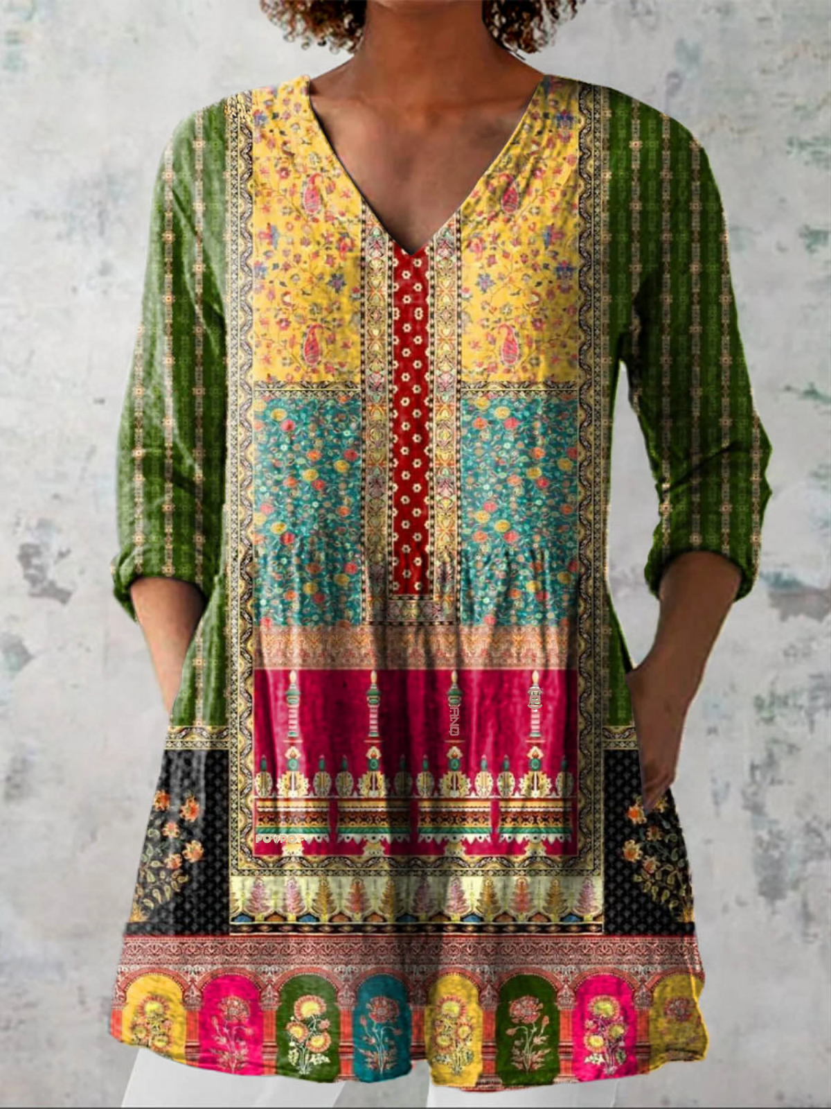 Jacinta | Vintage Long Sleeve V-Neck Shirt
