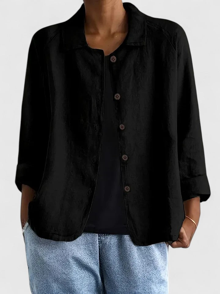 Light blue women's lightweight spring jacket with a minimal, elegant cut