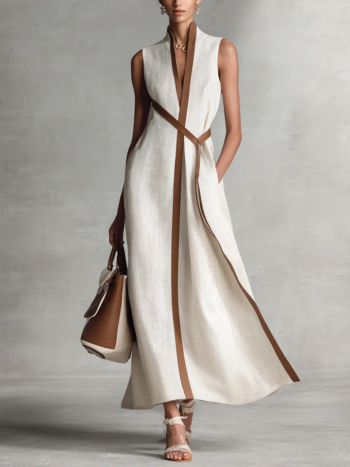 Structured dress with contrast detailing in white, also available in blue, navy, yellow and burgundy