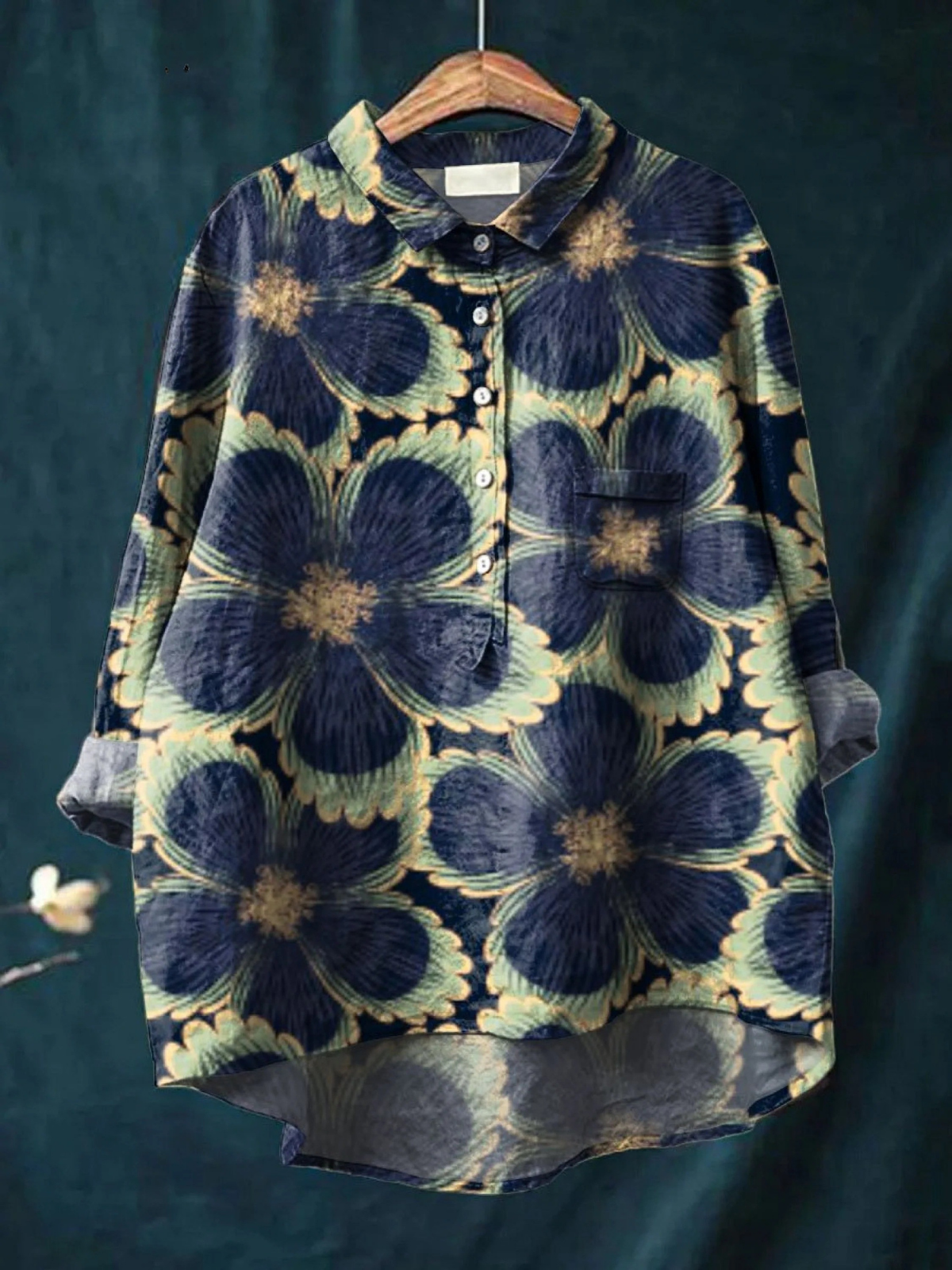 A multicolour classic light top with clean lines and a flattering, relaxed silhouette